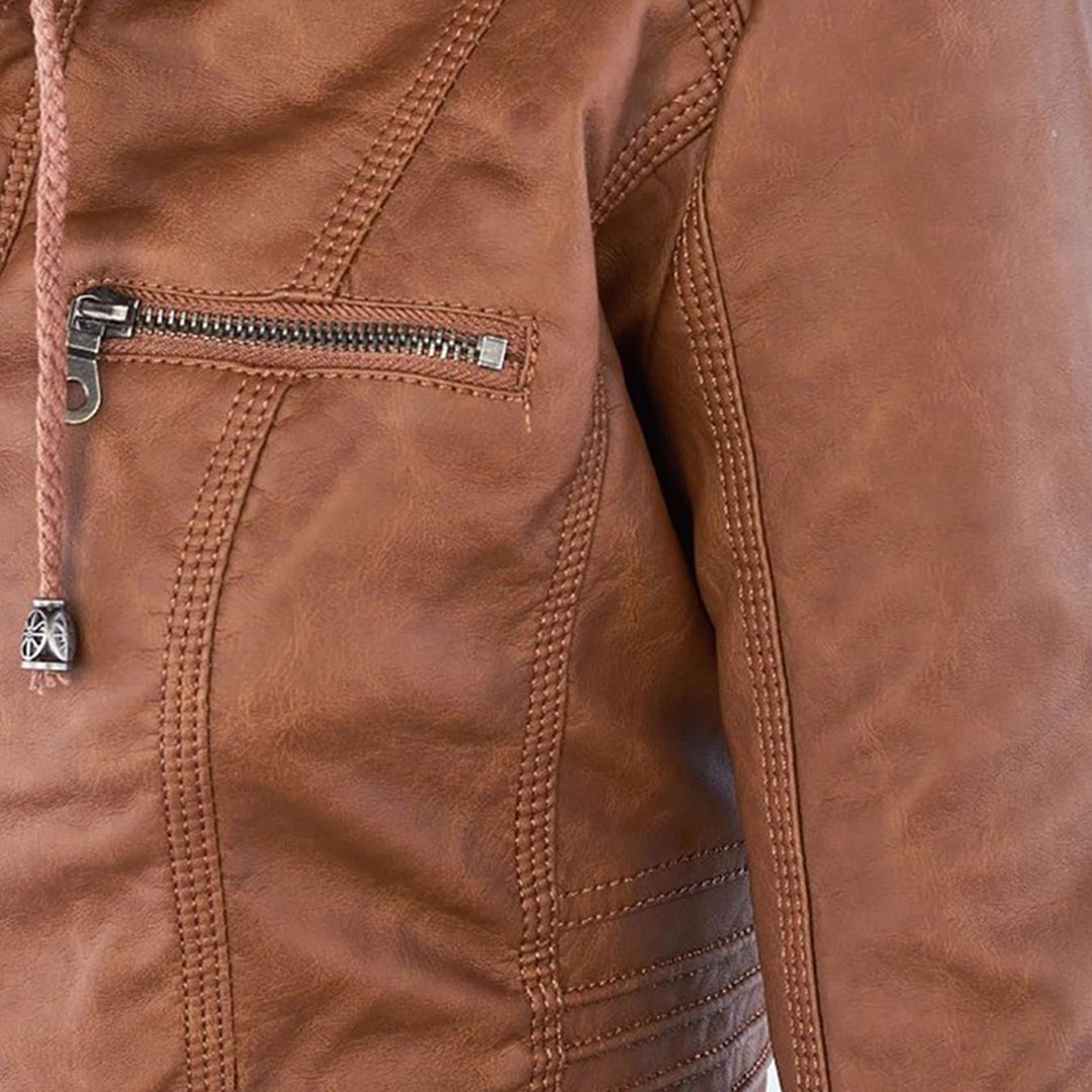 Elena – Kunstlederjacke mit Kapuze Damen