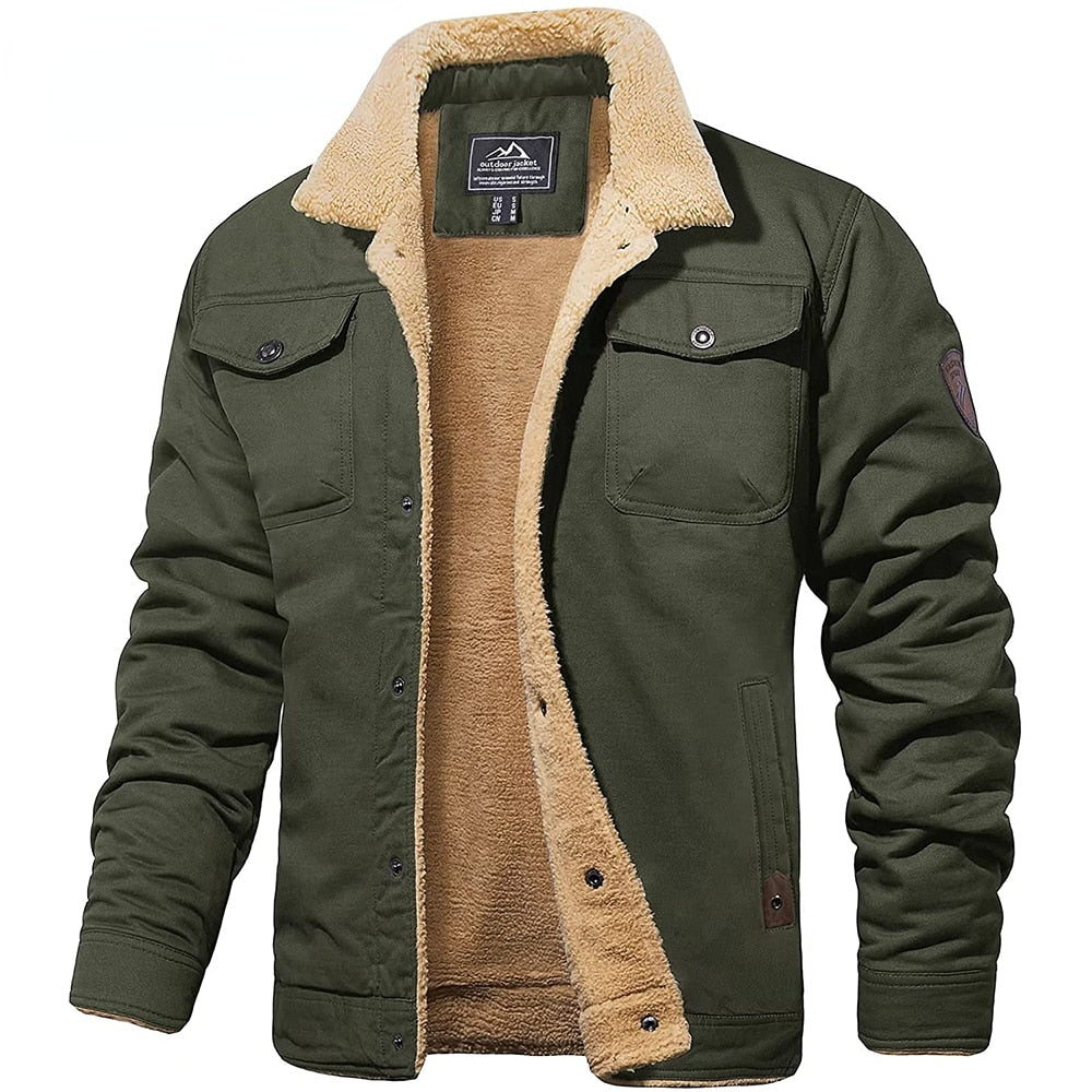 Elias - Herren Winterjacke gefüttert mit Fellkragen