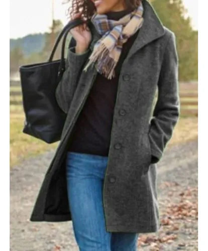 Fiora – Damen Mantel mit Knopfleiste und Reverskragen