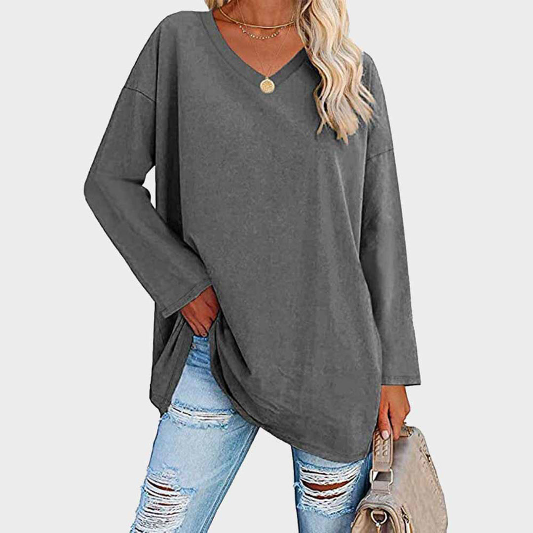 Mara - Damen Longsleeve mit V-Ausschnitt