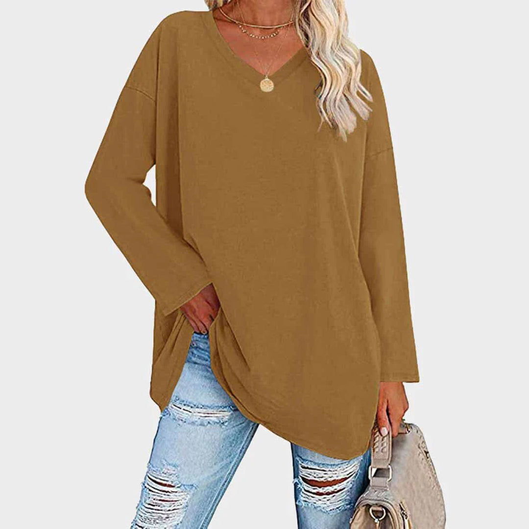 Mara - Damen Longsleeve mit V-Ausschnitt