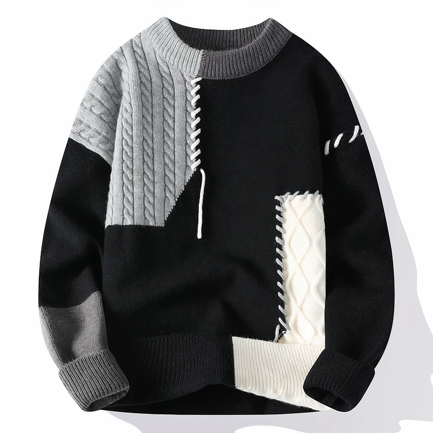 Noah - Herren Strickpullover Patchwork Design