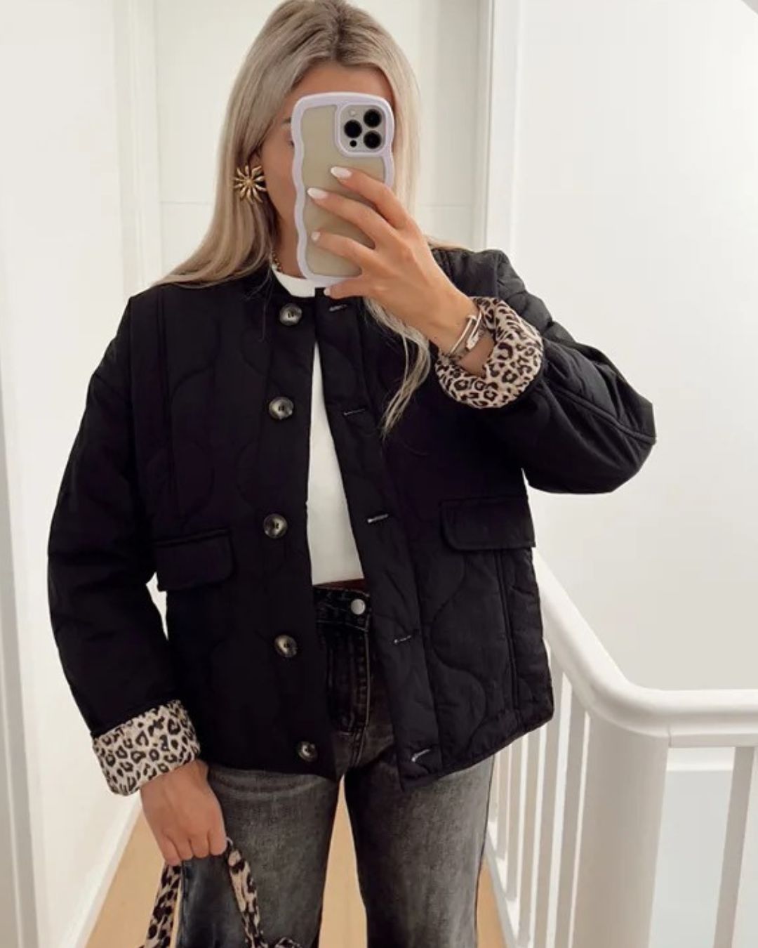 Lara – Gestepptes Oversized-Jacket mit Kontrastdetails für Damen