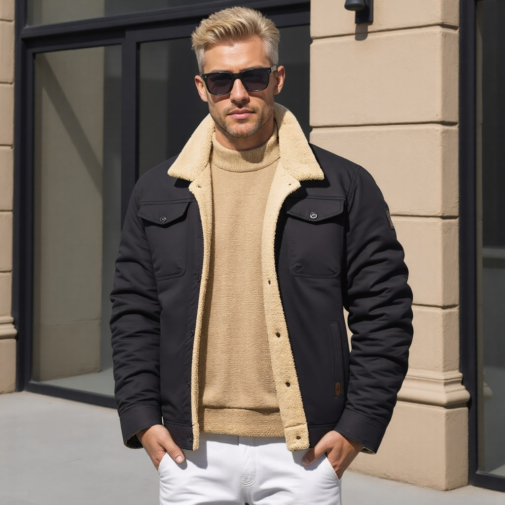 Elias - Herren Winterjacke gefüttert mit Fellkragen