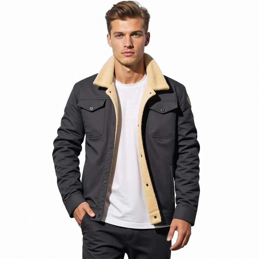 Elias - Herren Winterjacke gefüttert mit Fellkragen