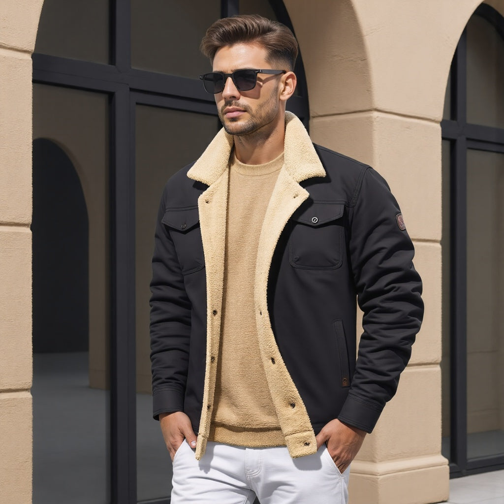 Elias - Herren Winterjacke gefüttert mit Fellkragen