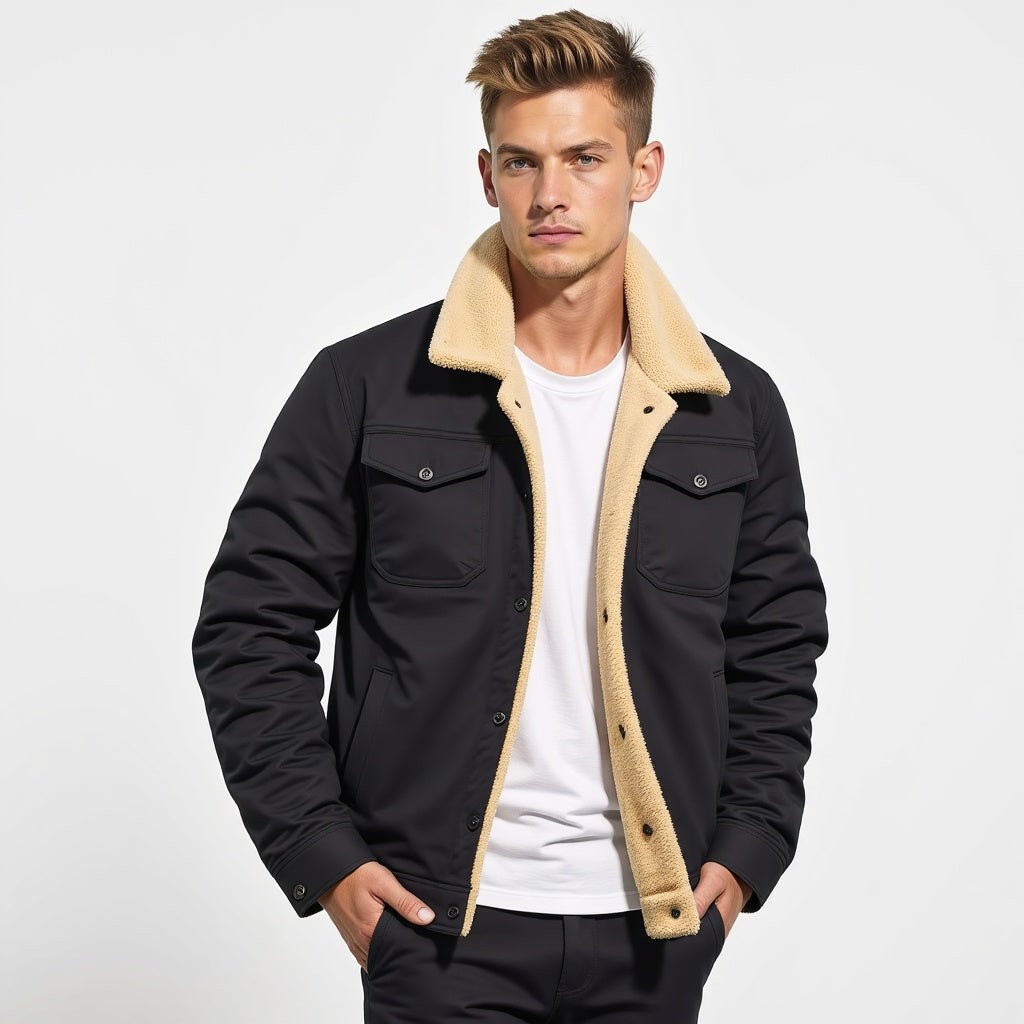 Elias - Herren Winterjacke gefüttert mit Fellkragen