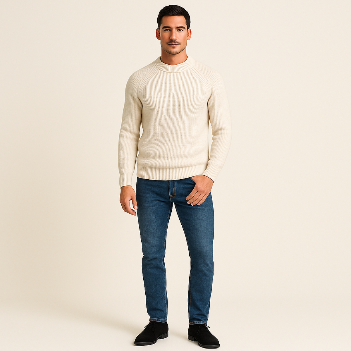 Jonas – Strukturierter Strickpullover mit Stehkragen für Herren