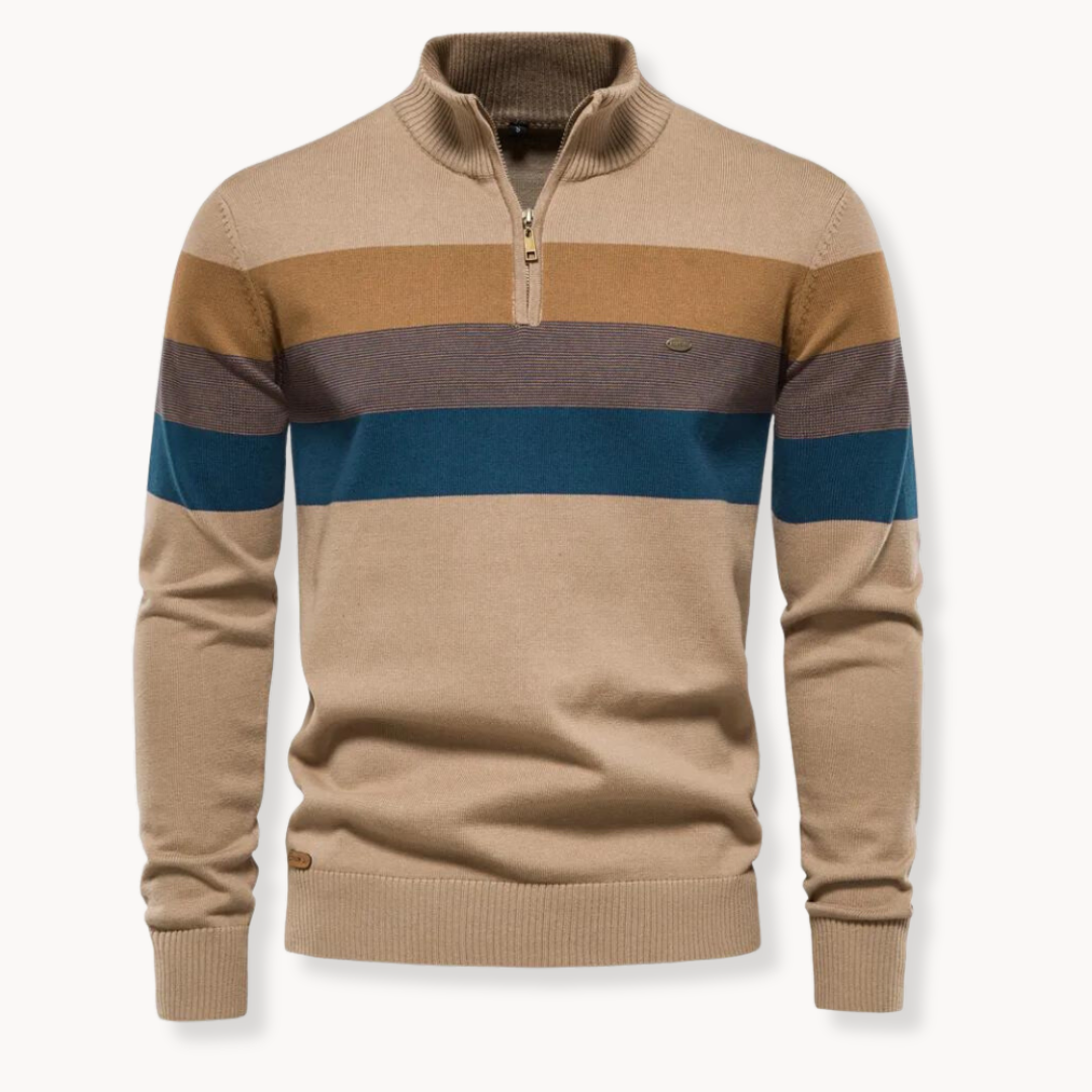 Leonardo – Herren Baumwoll Streifen Strickpullover