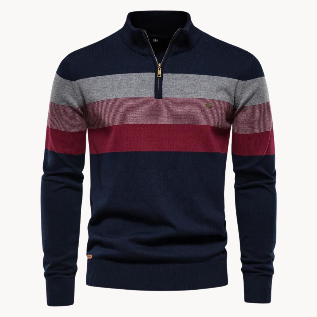 Leonardo – Herren Baumwoll Streifen Strickpullover