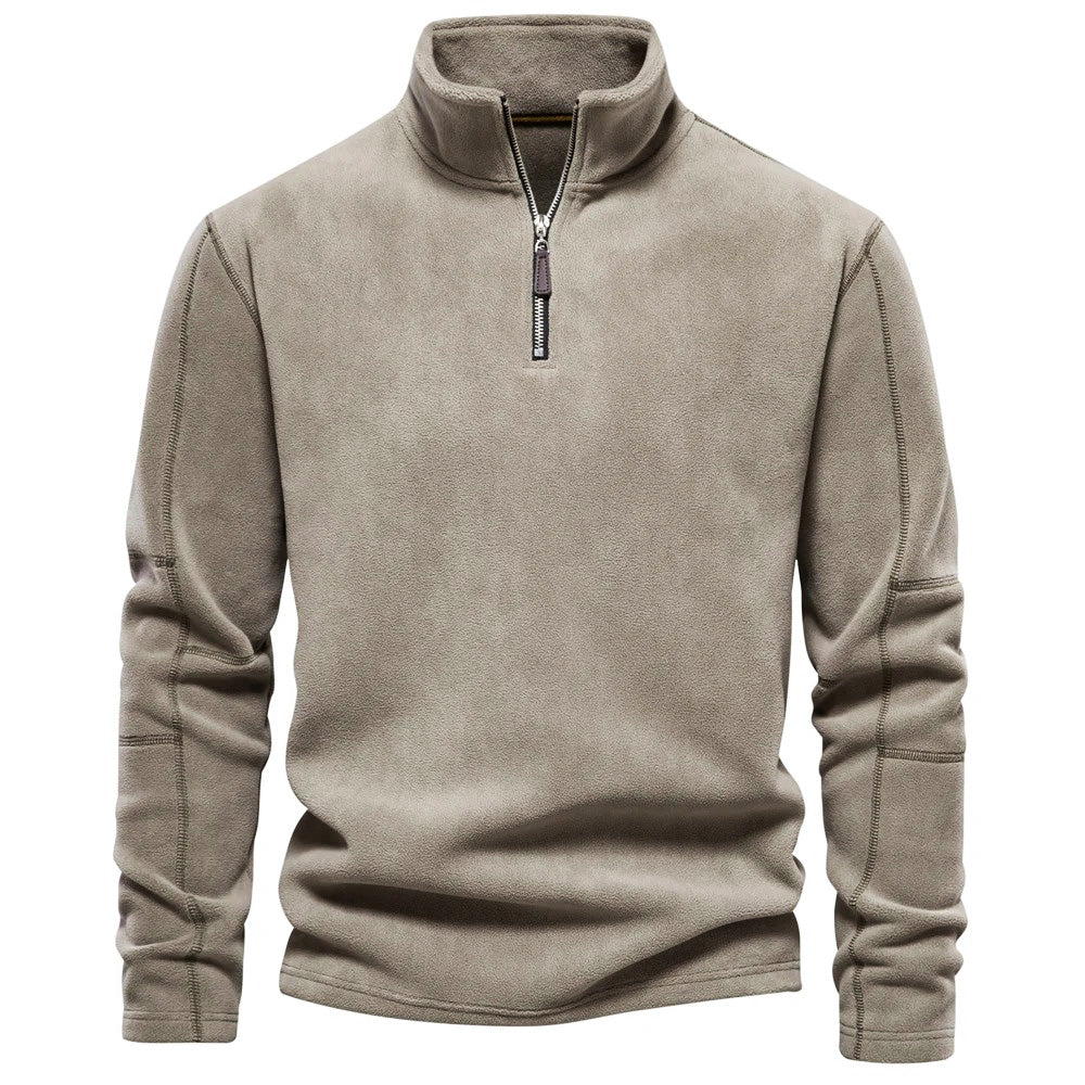 Renzo – Herren Fleece-Pullover mit Stehkragen und halbem Reißverschluss