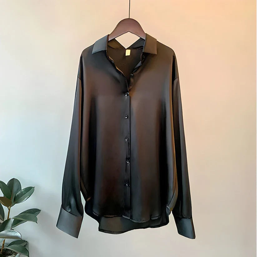 Clara - Damenbluse mit Satin-Finish und klassischem Kragen