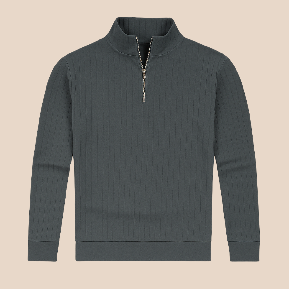 Felix – Gerippter Strickpullover mit halbem Reißverschluss für Herren