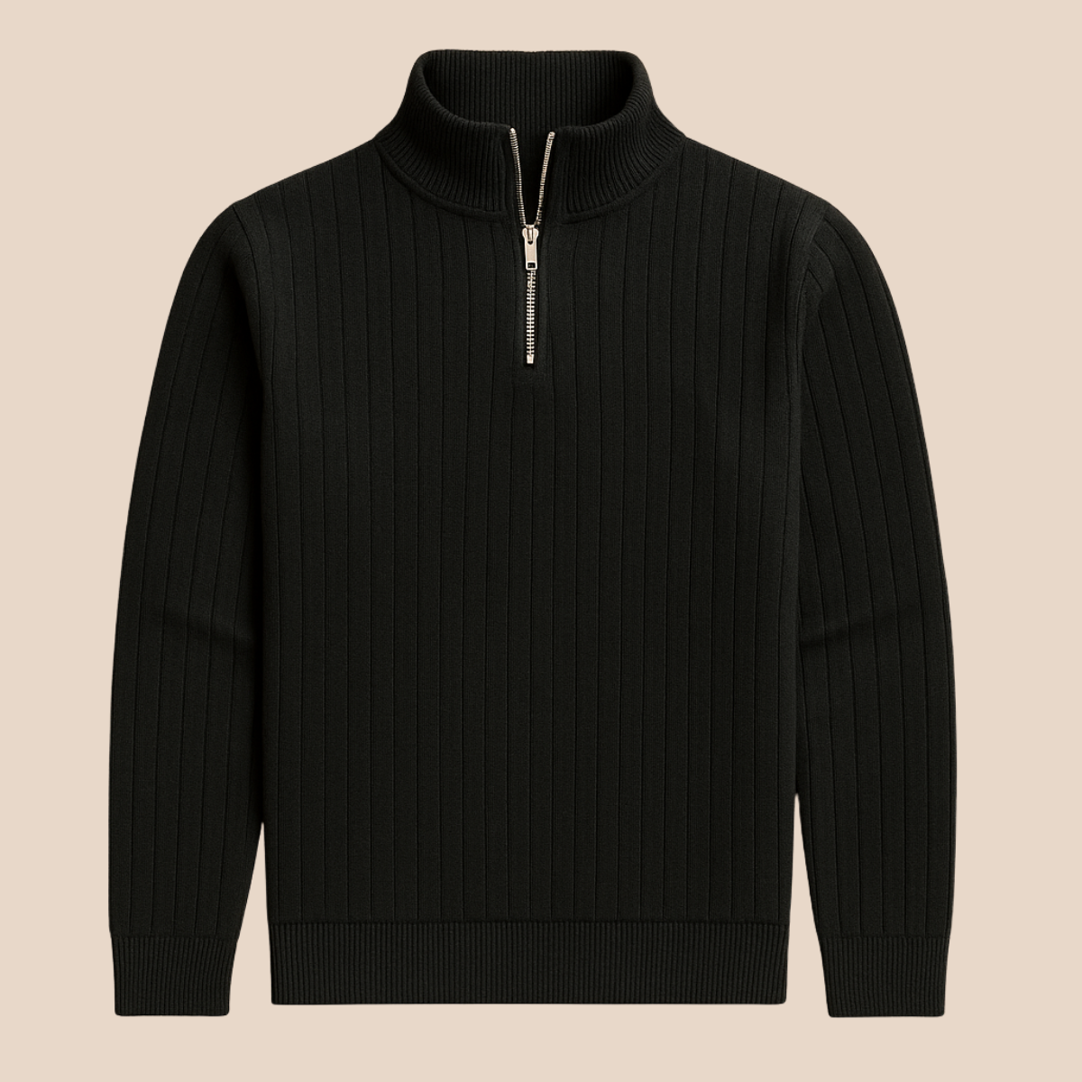 Felix – Gerippter Strickpullover mit halbem Reißverschluss für Herren