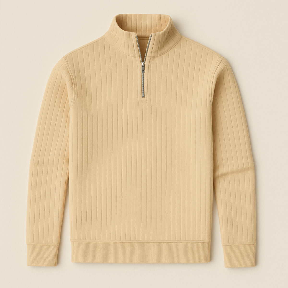 Felix – Gerippter Strickpullover mit halbem Reißverschluss für Herren