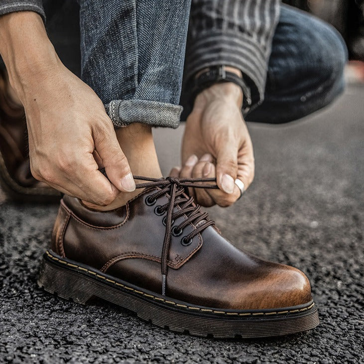 Lukas - Herren Leder Halbschuh mit gelber Naht