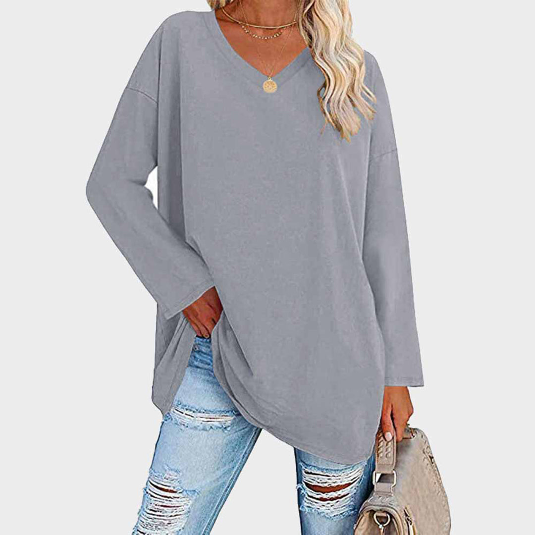 Mara - Damen Longsleeve mit V-Ausschnitt