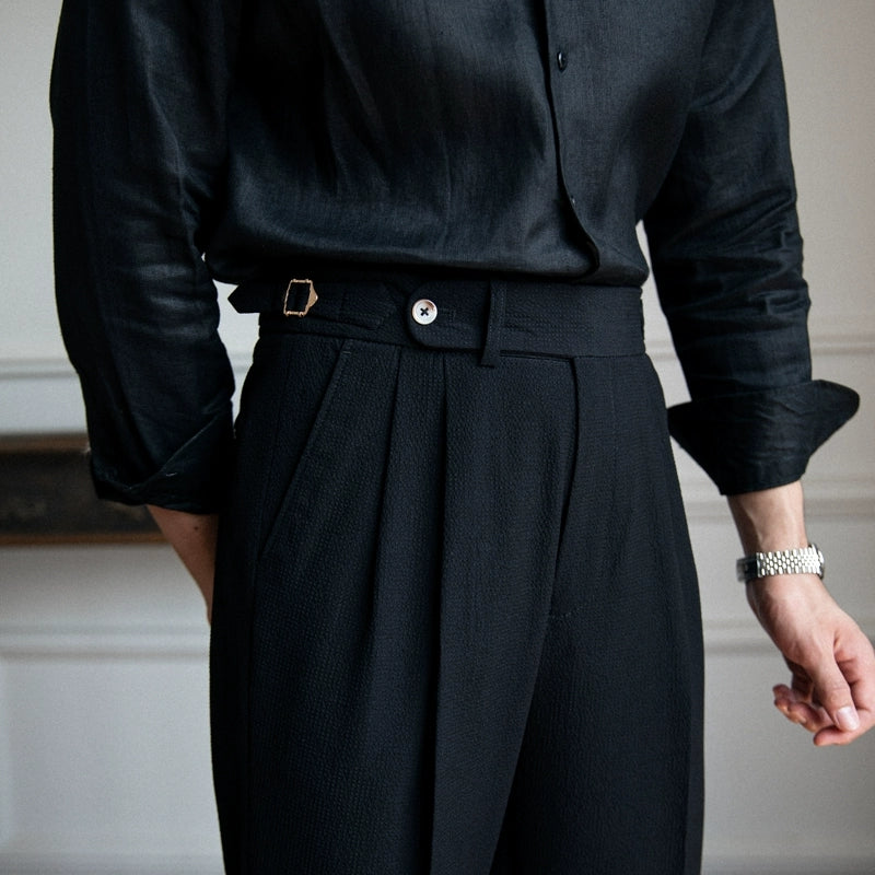 Jonas – Hochgeschnittene Bundfaltenhose im Retro-Stil für Herren