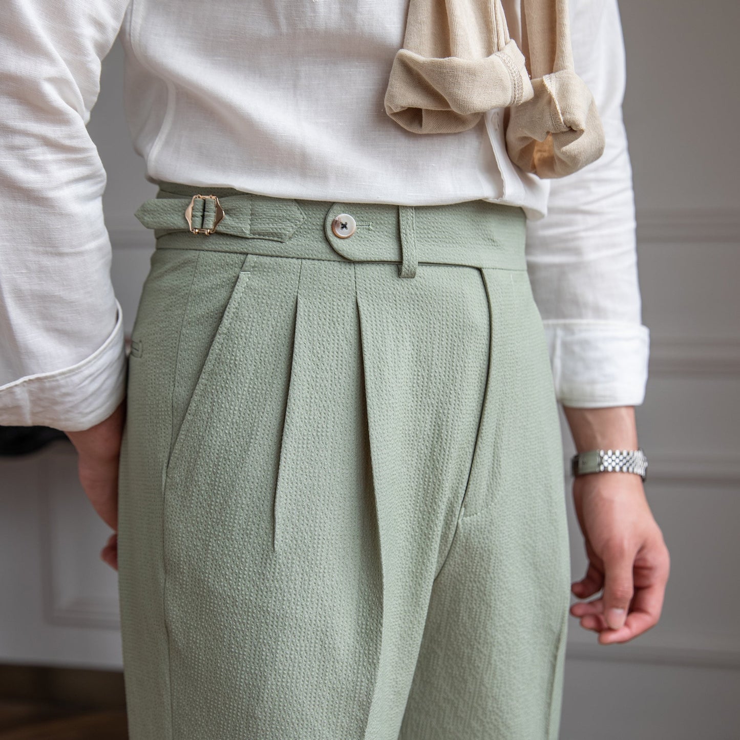 Jonas – Hochgeschnittene Bundfaltenhose im Retro-Stil für Herren