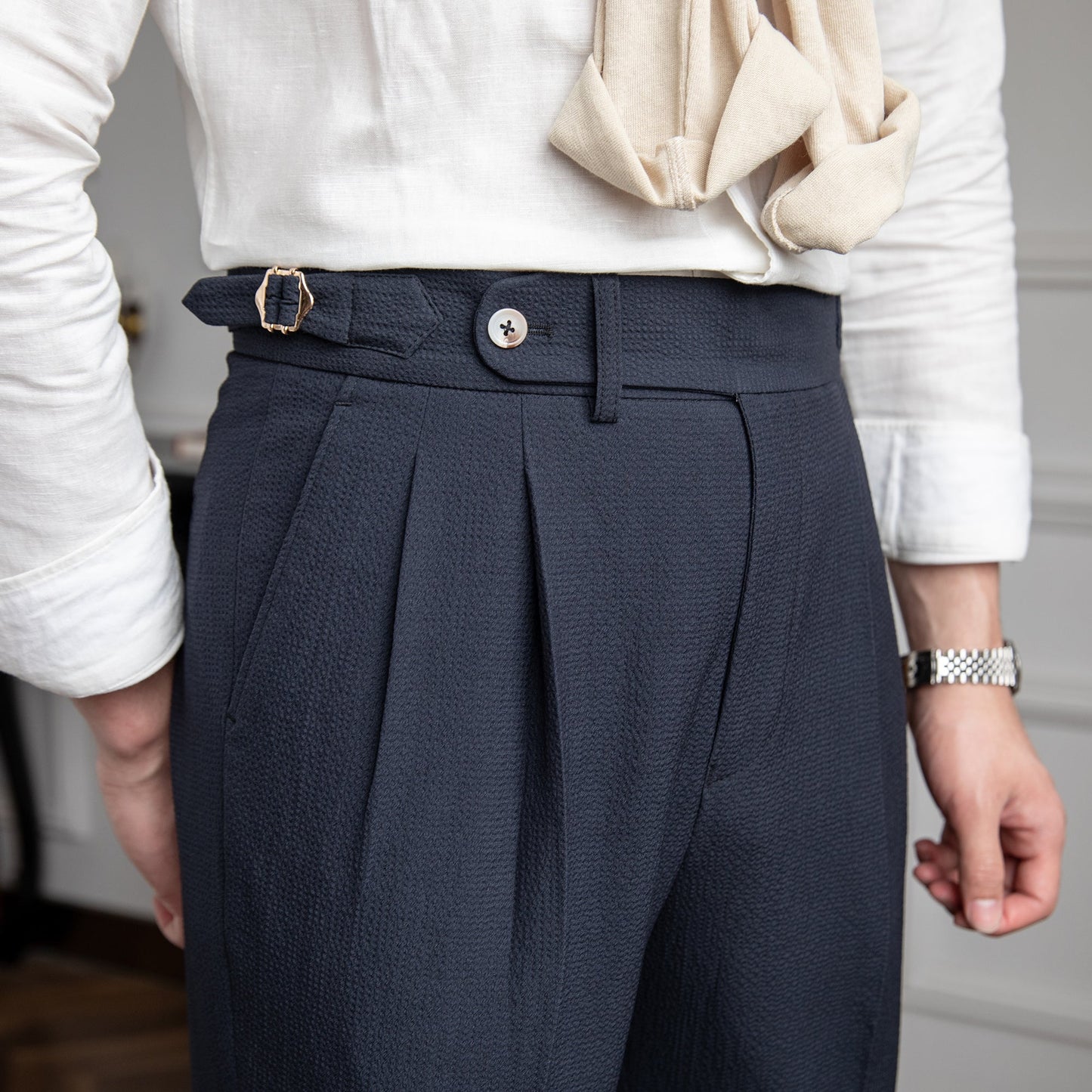Jonas – Hochgeschnittene Bundfaltenhose im Retro-Stil für Herren