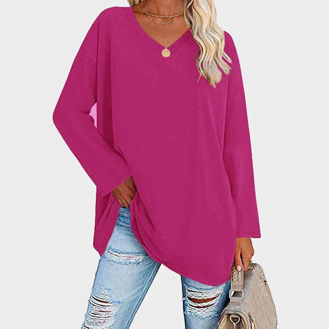Mara - Damen Longsleeve mit V-Ausschnitt