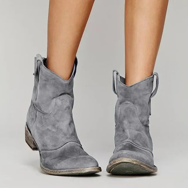 Siena – Graue Cowboy-Stiefeletten im Used-Look