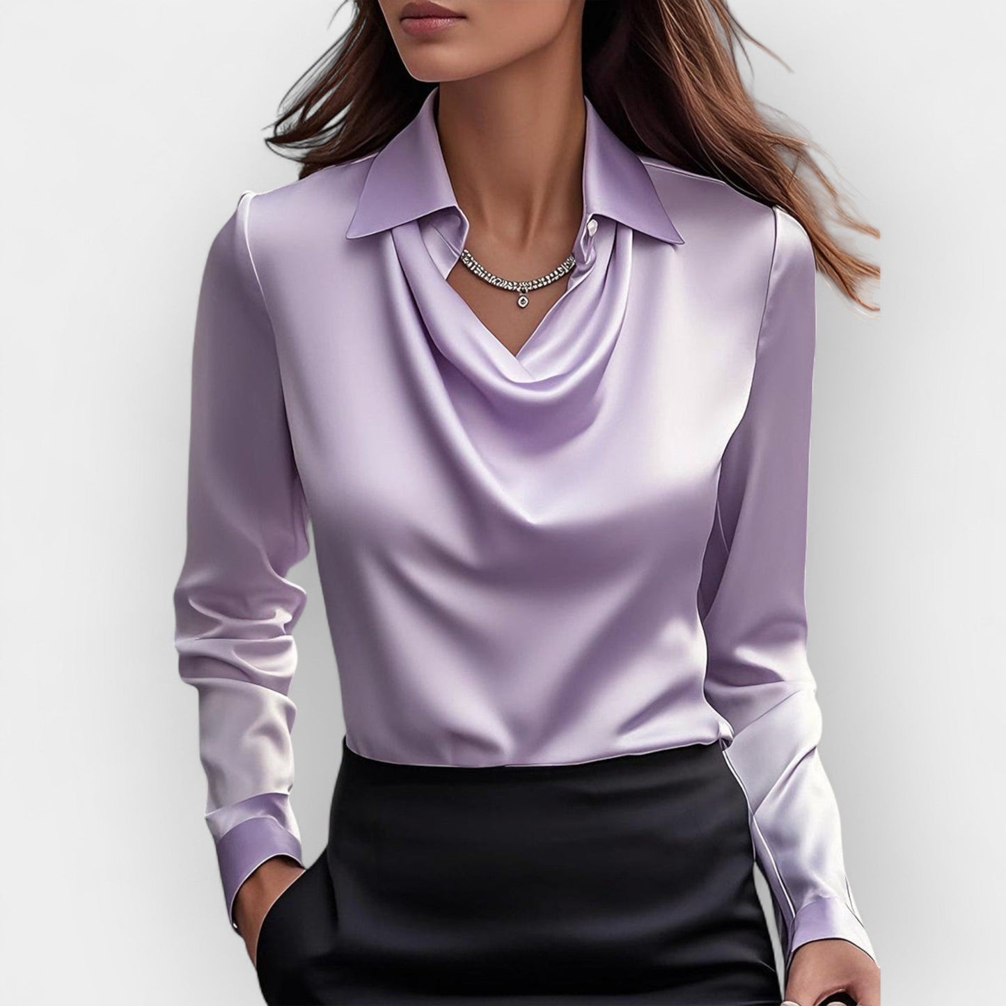 Elena – Satinbluse mit Wasserfallausschnitt Damen