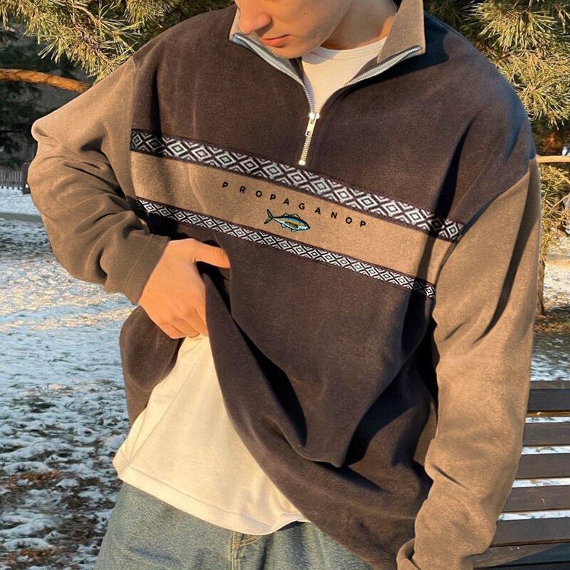 Jonas - Herren Sweatshirt mit Zipper und Stickerei