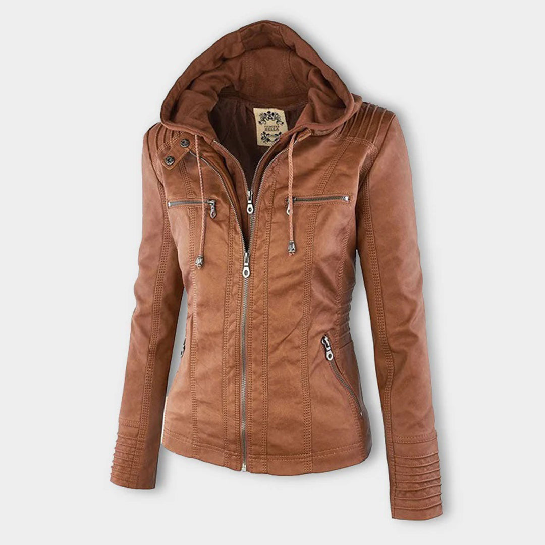 Elena – Kunstlederjacke mit Kapuze Damen