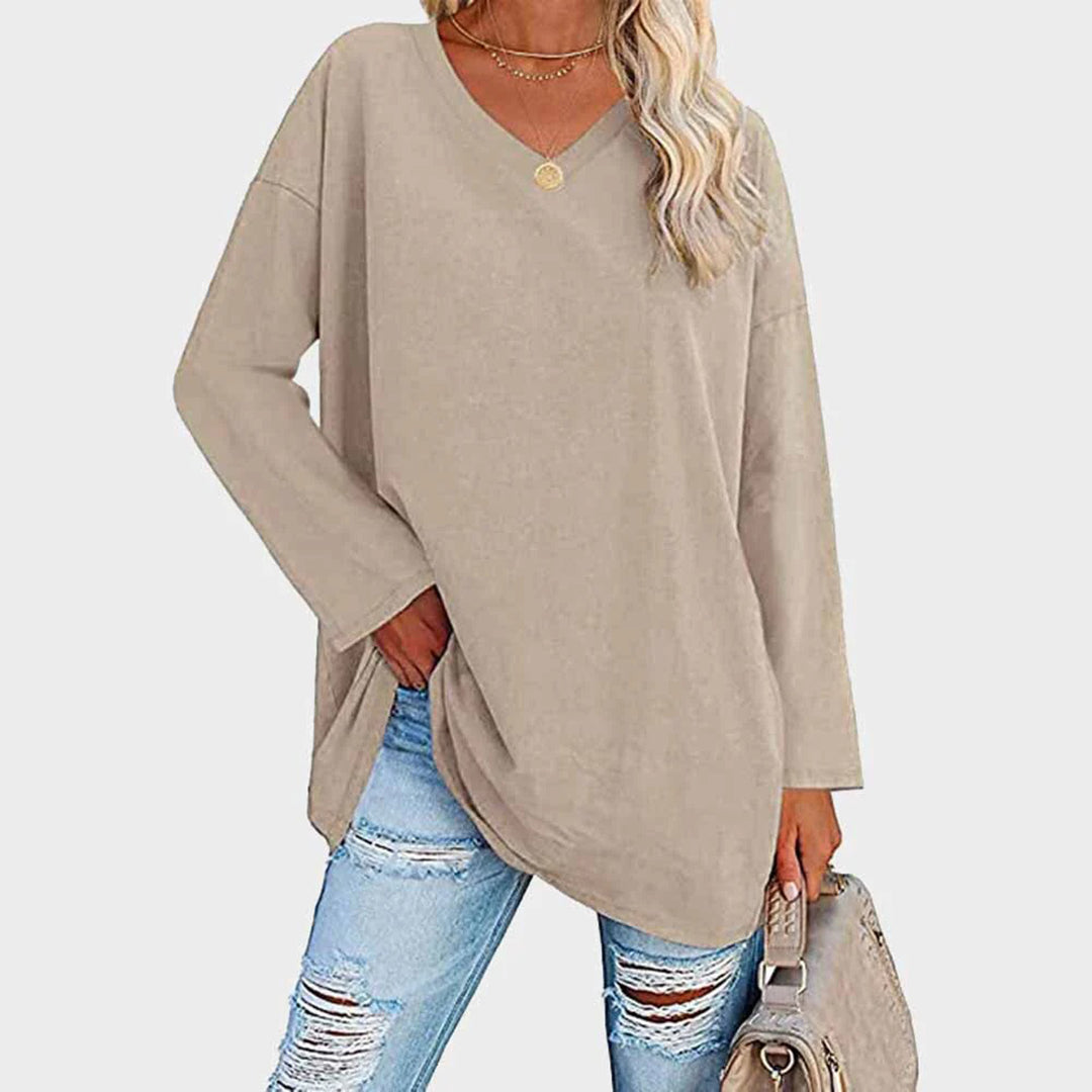 Mara - Damen Longsleeve mit V-Ausschnitt