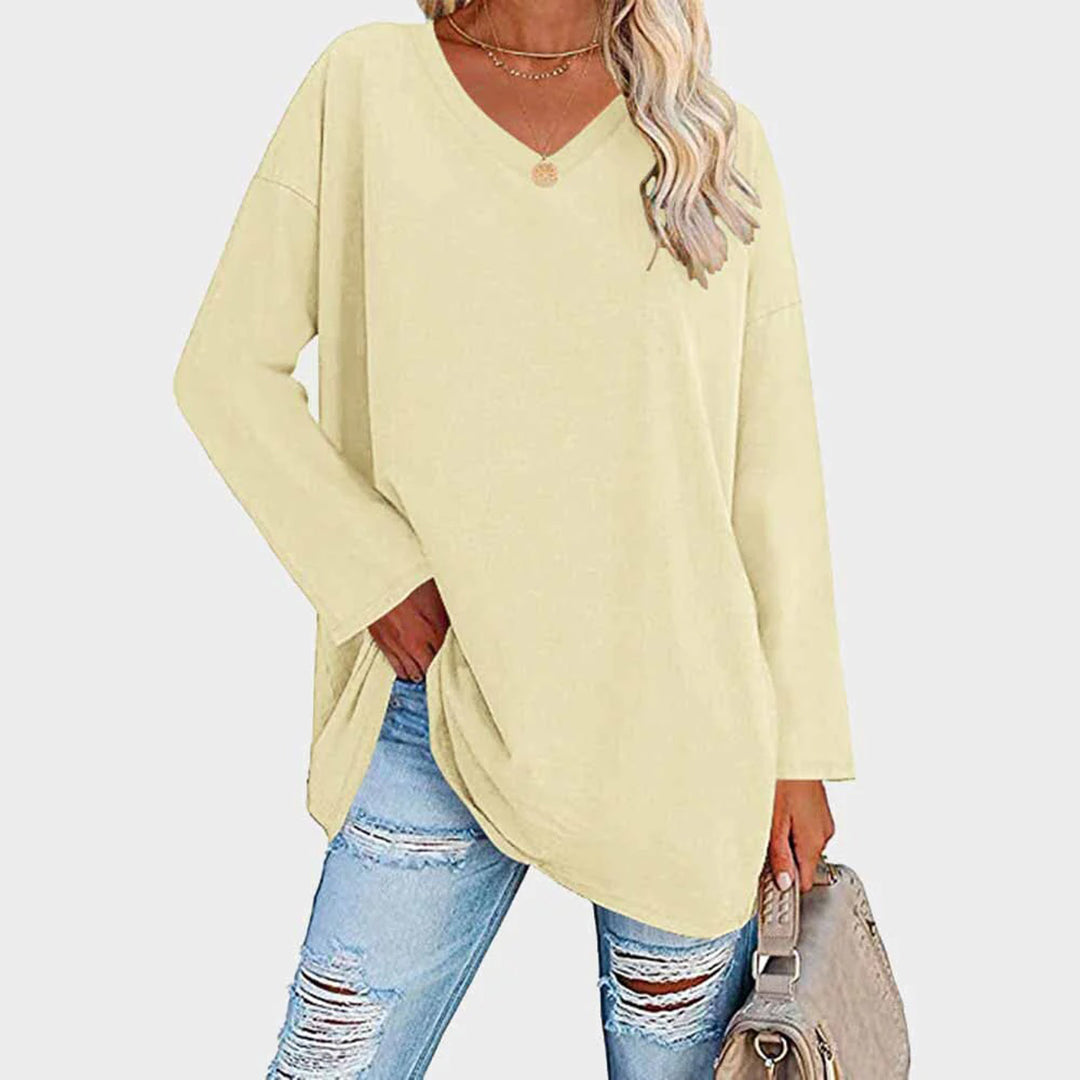 Mara - Damen Longsleeve mit V-Ausschnitt