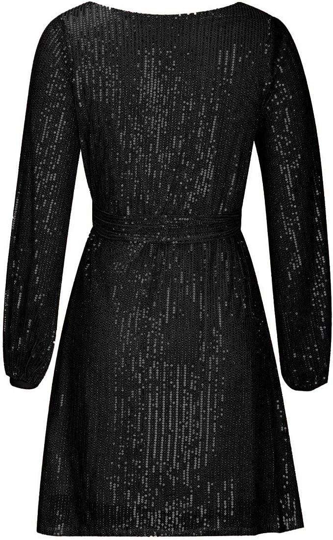 Carla - Damen Pailletten Kleid mit Gürtel