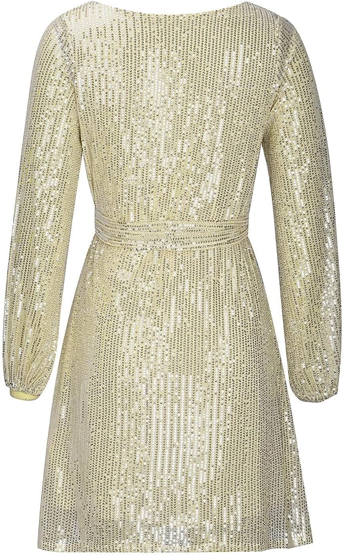 Carla - Damen Pailletten Kleid mit Gürtel