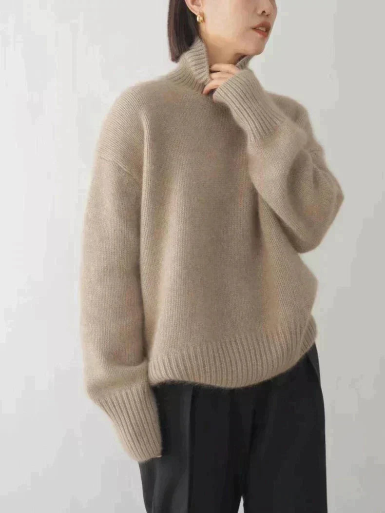 Ella – Strickpullover Damen mit Hohem Kragen und Oversized-Schnitt