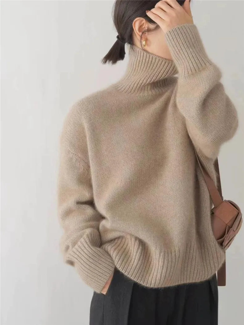Ella – Strickpullover Damen mit Hohem Kragen und Oversized-Schnitt