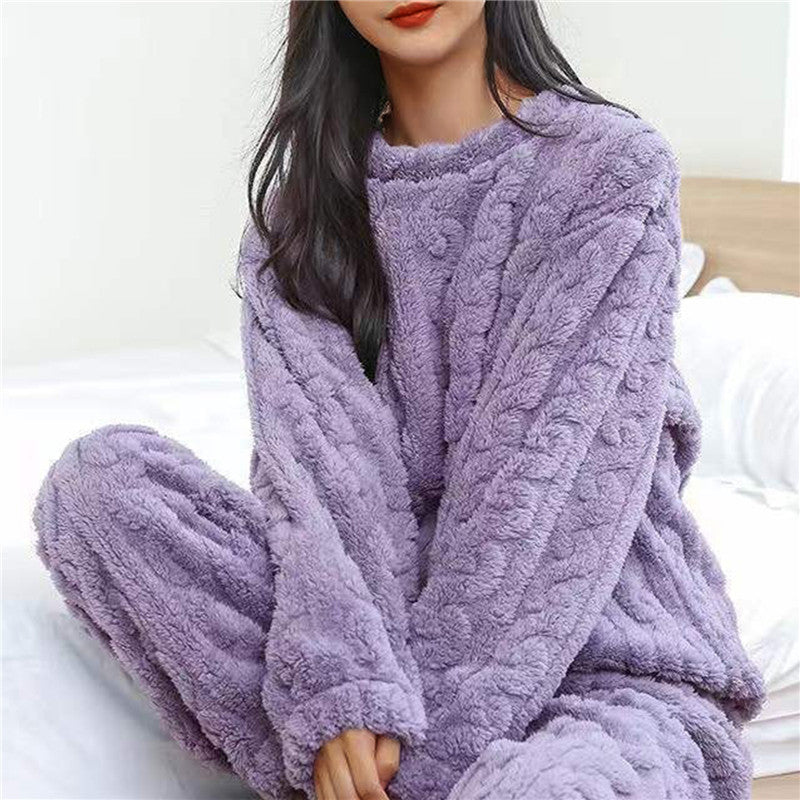 Elena - Damen Flausch Pyjama Set Zweiteiler Loungewear