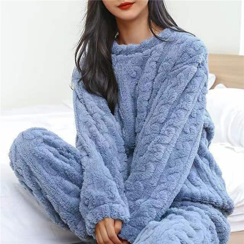 Elena - Damen Flausch Pyjama Set Zweiteiler Loungewear