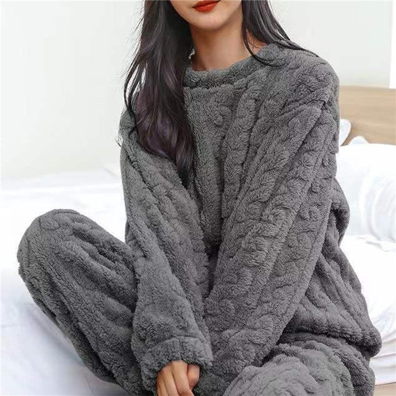 Elena - Damen Flausch Pyjama Set Zweiteiler Loungewear