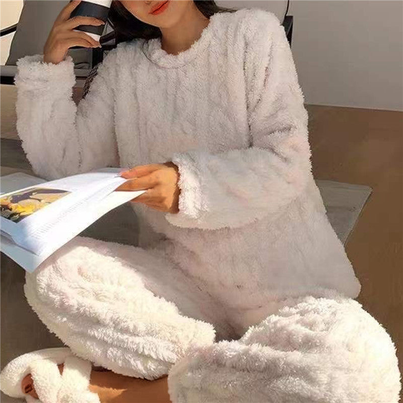 Elena - Damen Flausch Pyjama Set Zweiteiler Loungewear