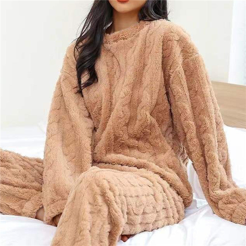 Elena - Damen Flausch Pyjama Set Zweiteiler Loungewear