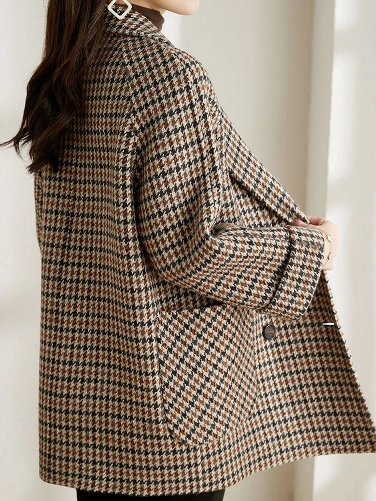 Sophia - Damen Mantel mit Hahnentrittmuster