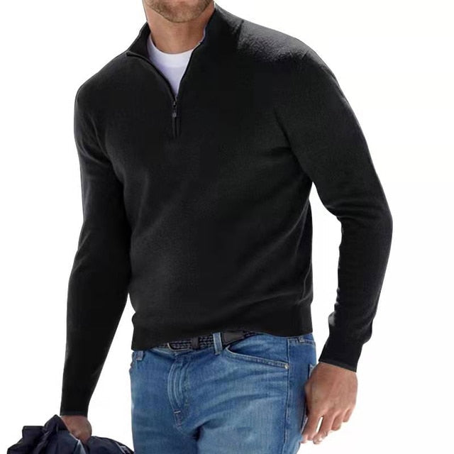 Felix – Herrenpullover mit halbem Reißverschluss