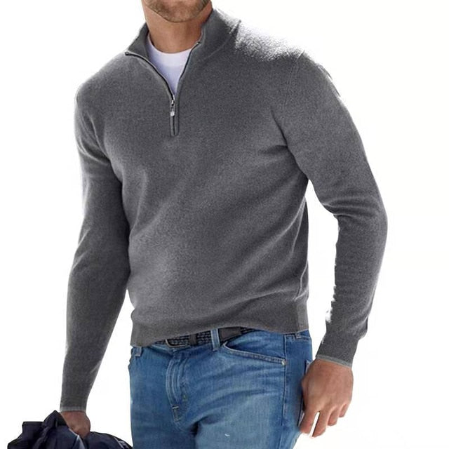 Felix – Herrenpullover mit halbem Reißverschluss