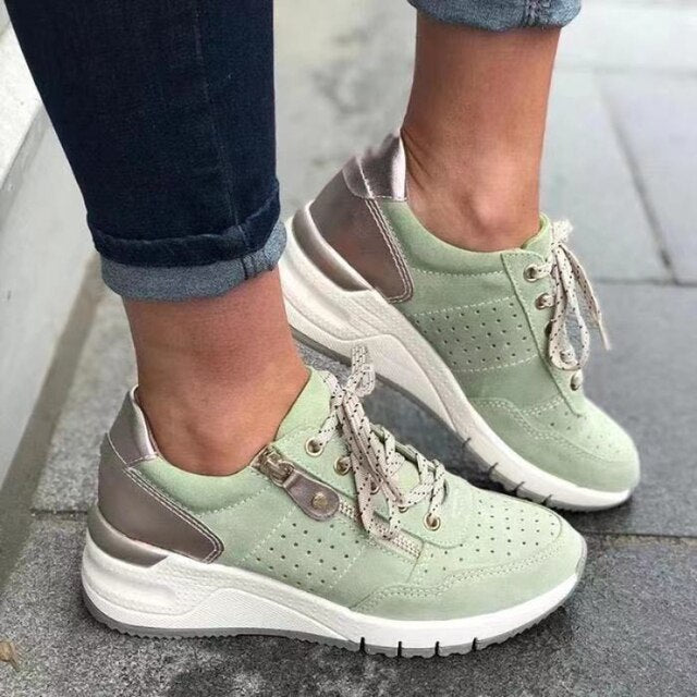 Liana – Farbblock-Sneaker mit Reißverschluss und Keilsohle