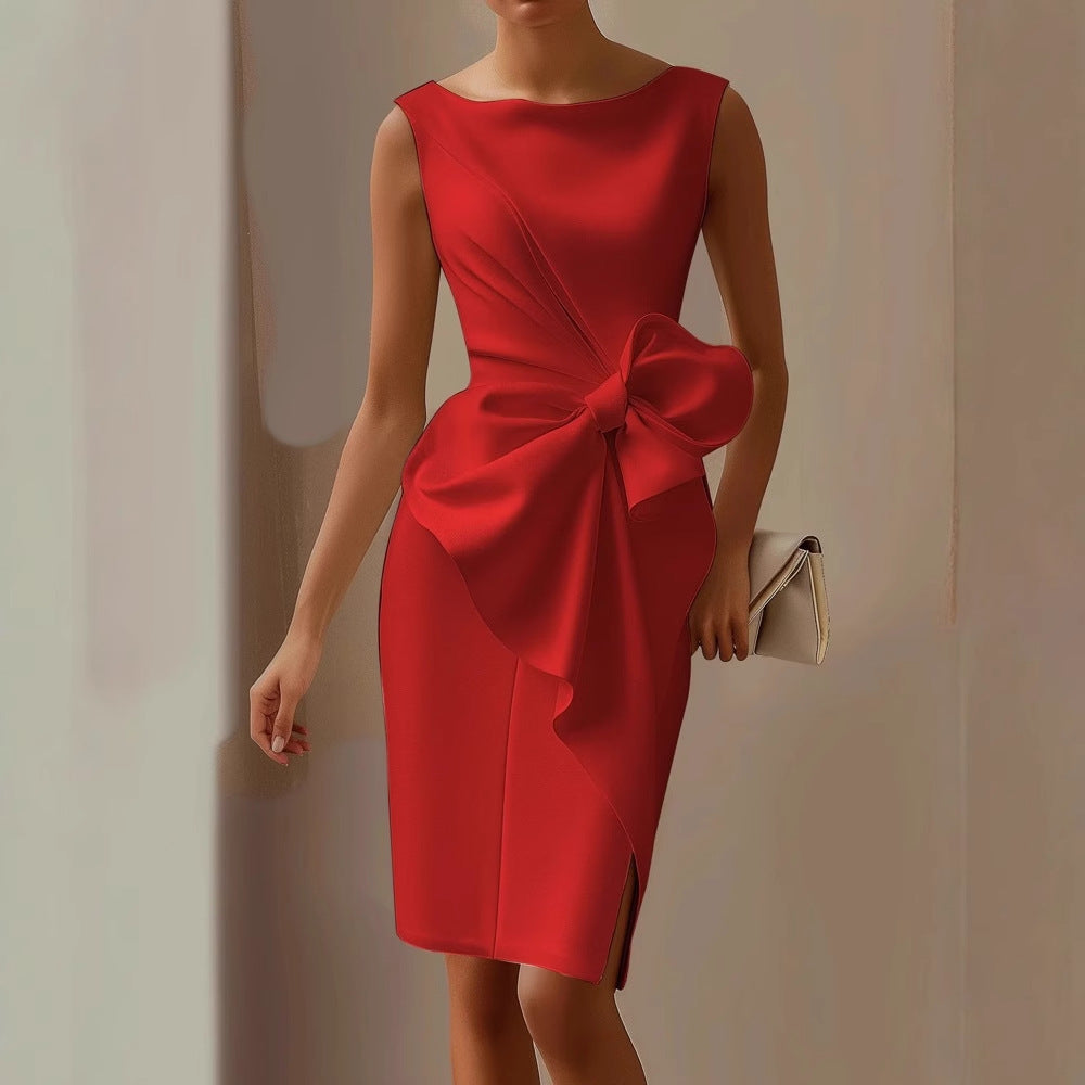 Isabella – Elegantes Etuikleid mit Drapierung und Schleifendetail für Damen