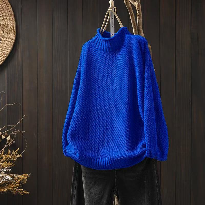 Sofia - Damen Pullover mit Stehkragen und Strukturmuster