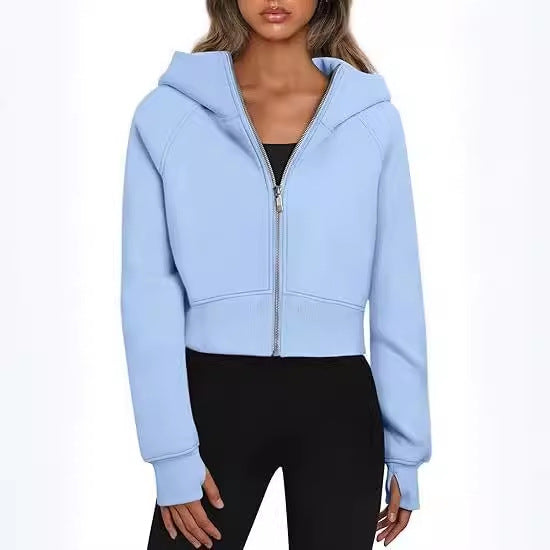 Mira – Damen Hoodie kurz geschnitten mit Reißverschluss und Kapuze