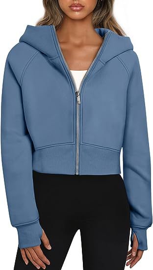Mira – Damen Hoodie kurz geschnitten mit Reißverschluss und Kapuze