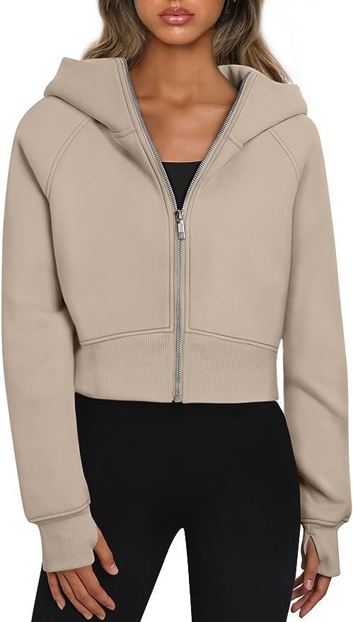 Mira – Damen Hoodie kurz geschnitten mit Reißverschluss und Kapuze