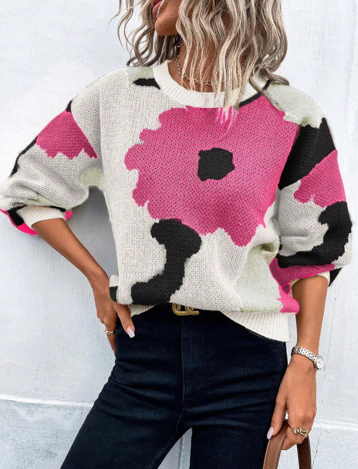 Lillia – Damenpullover mit Blumendesign